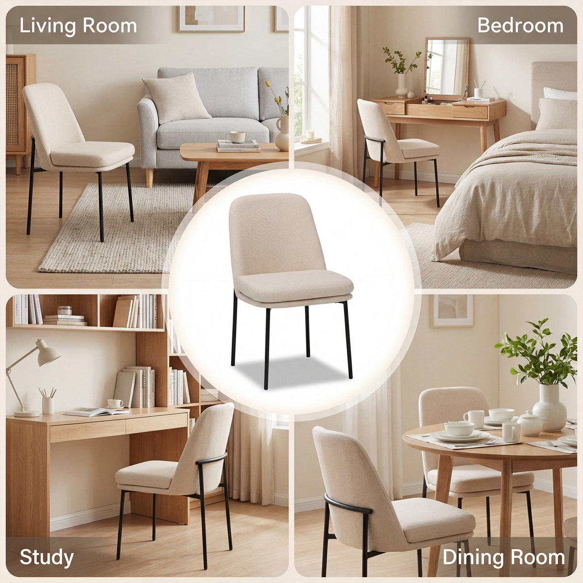 Fabric Upholstered Parsons Side Chair Dining Chair (Set of 2)